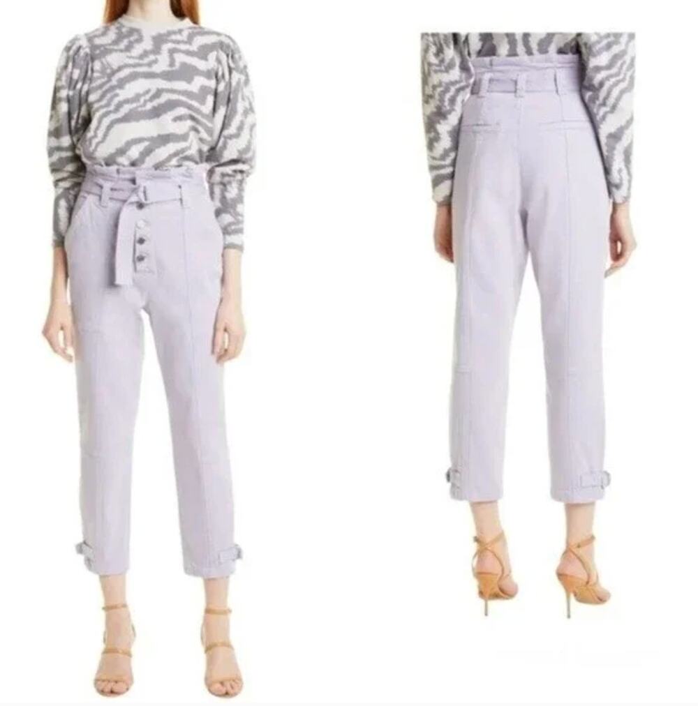 Ted Baker 25 Lavender High Waist Paperbag Tapered Crop Jeans Flint